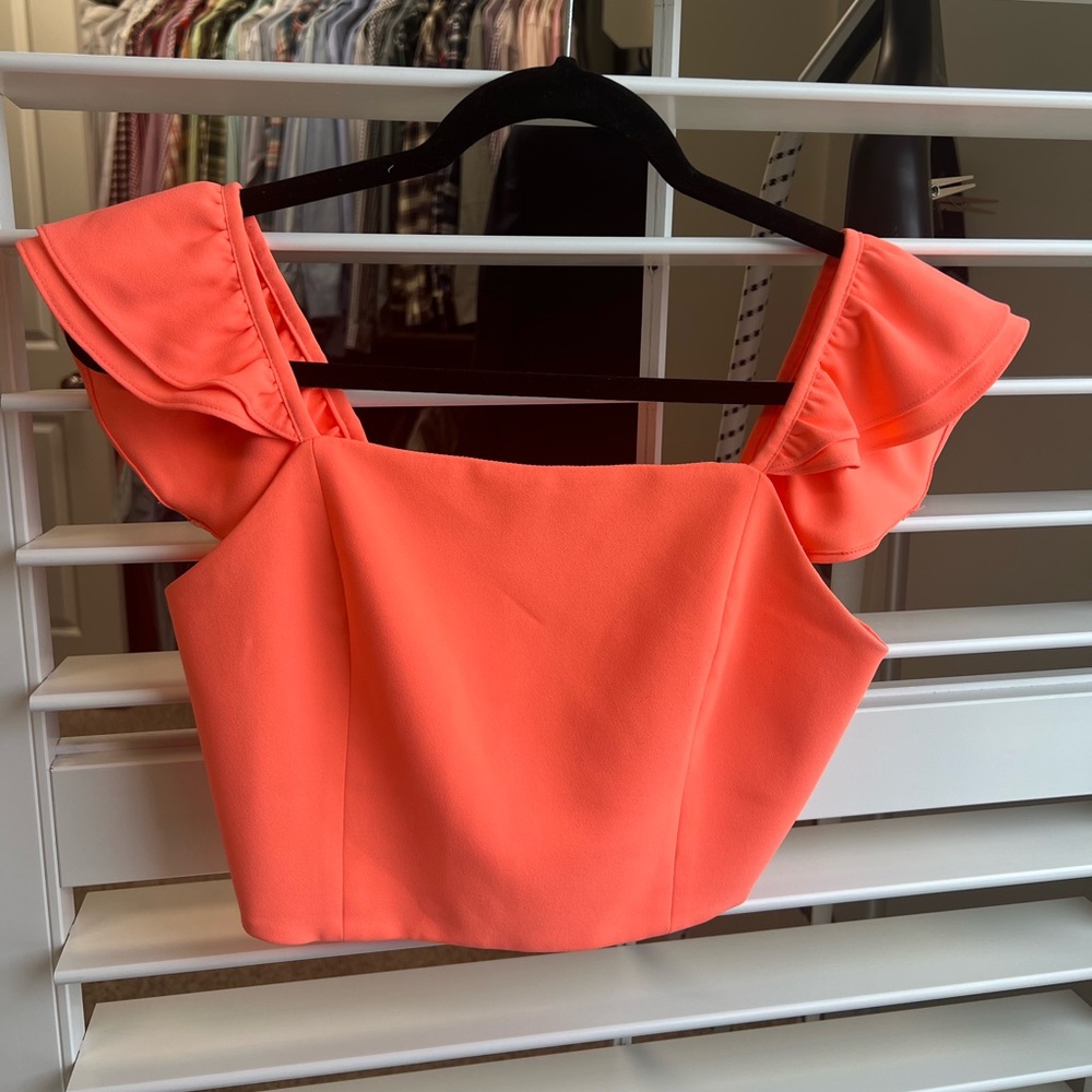 Alice + Olivia neon orange crop top